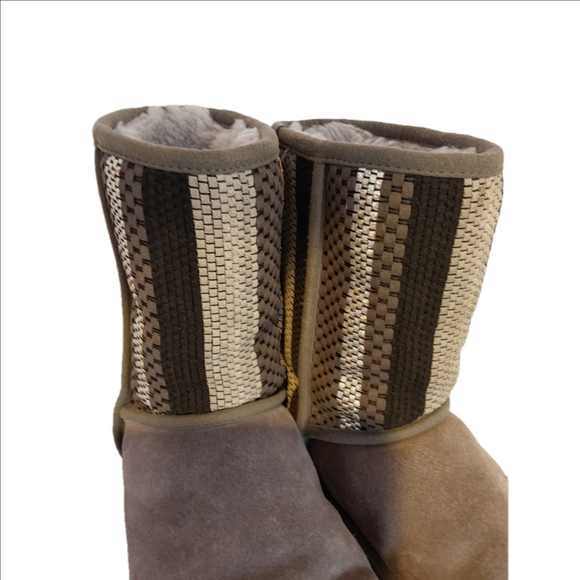 UGG Women's US 8 Woven Weave Suede Charcoal Gray Classic Short Boots 1010551 - Picture 9 of 13